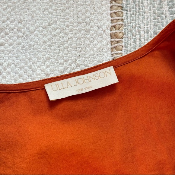 Ulla Johnson Rosalind Saffron Burnt Orange Long Puff Sleeves Mini Dress Size 10 - Picture 11 of 14